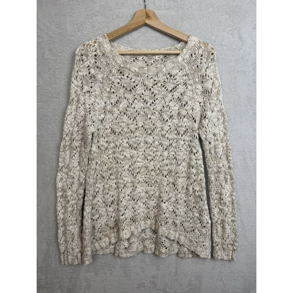 Anthropologie Moth Chunky Open Knit Sweater Women's Lg Costal Boho Cottagecore